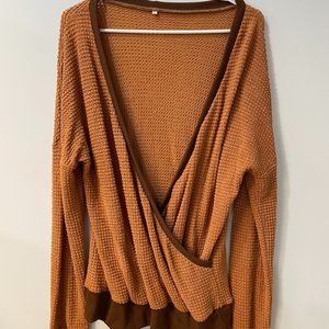 Deep V-Neck Wrap Sweater, Long Sleeve, Size Large (NWOT)